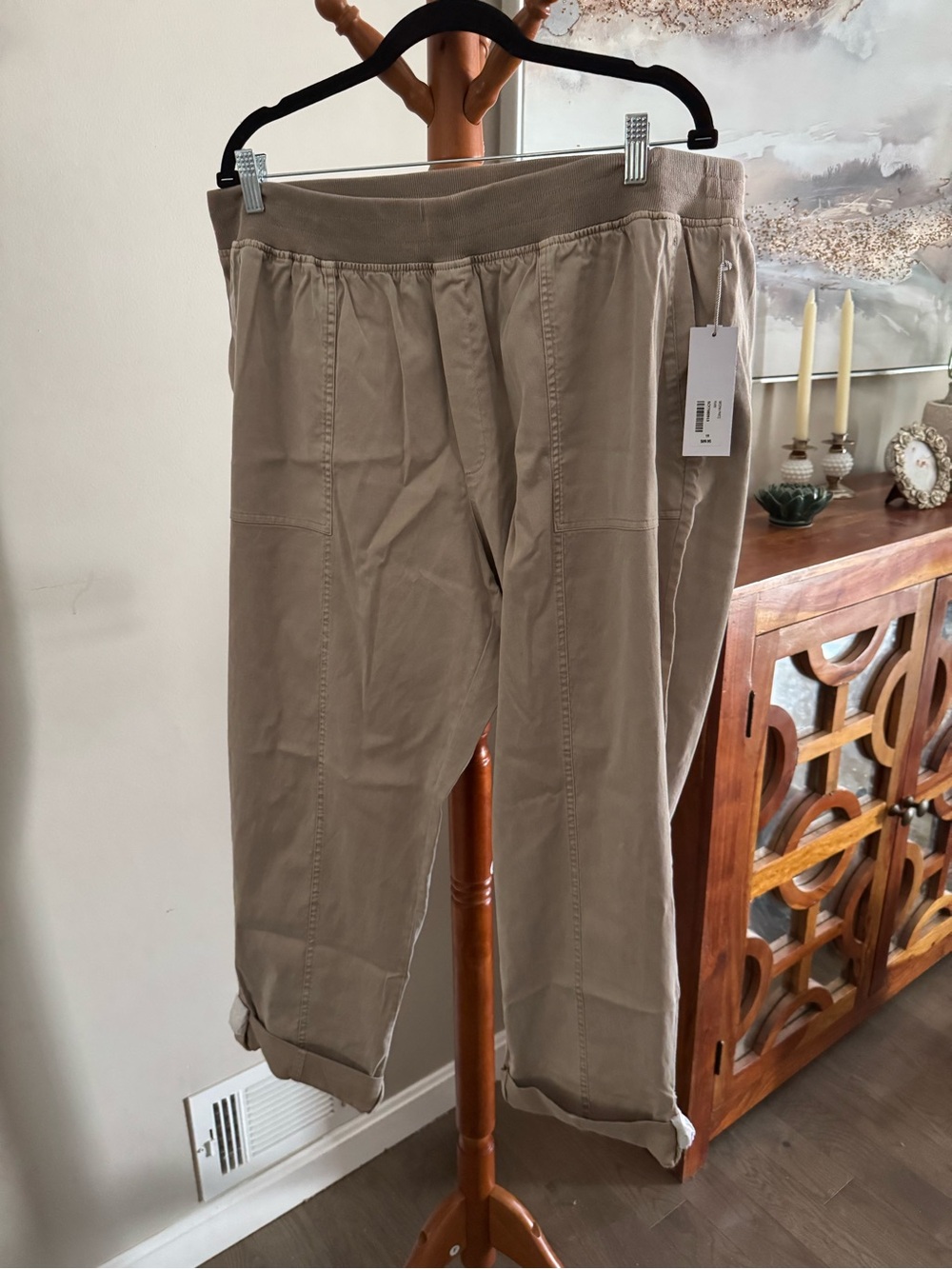 NWT Soft Surroundings Khaki Tan Capri Ankle Cropped Canvas Pants Size 1X - Picture 2 of 12
